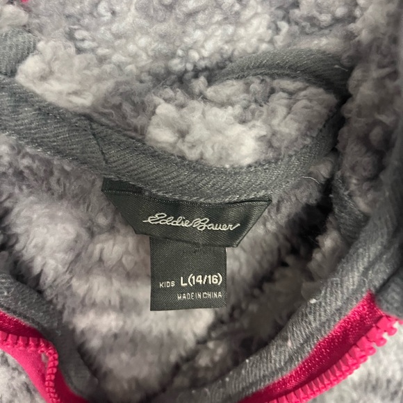 Eddie Bauer Girls Fuzzy Jacket L 14/16 - Picture 2 of 6